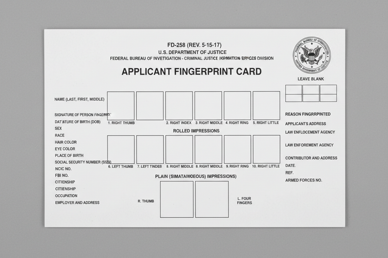 INK FINGERPRINT CARDS MOUNT VERNON NEW YORK